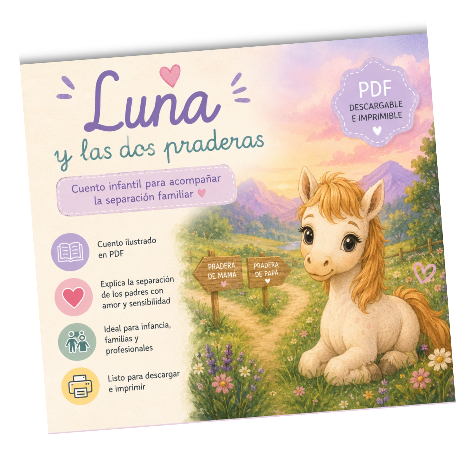 Cuento: Luna y las dos praderas I Material para trabajar la separación familiar